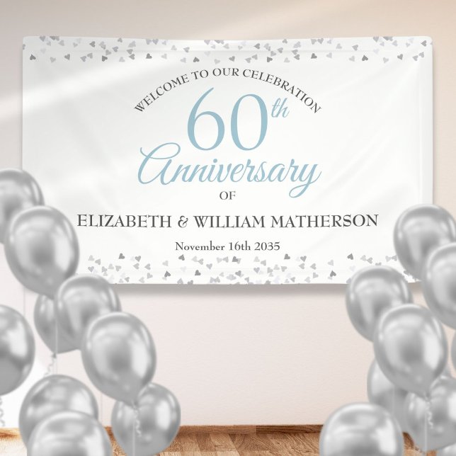 60th Anniversary Love Hearts Confetti Welcome Banner (60th Anniversary Love Hearts Confetti Welcome Banner)