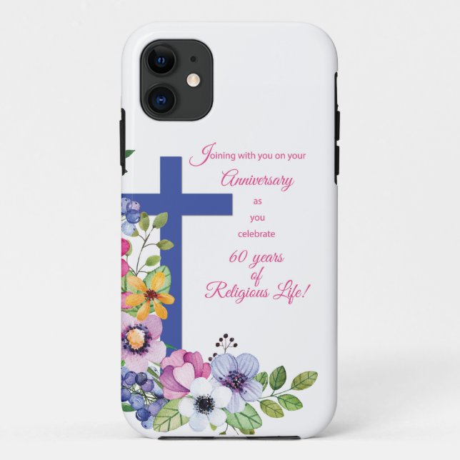 60th Anniversary, Nun, Religious Life Cross Case-Mate iPhone Case (Back)