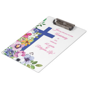 60th Anniversary, Nun, Religious Life Cross Clipboard