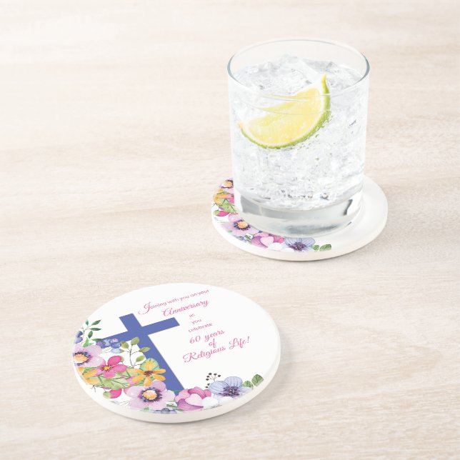 60th Anniversary, Nun, Religious Life Cross Coaster (Side)