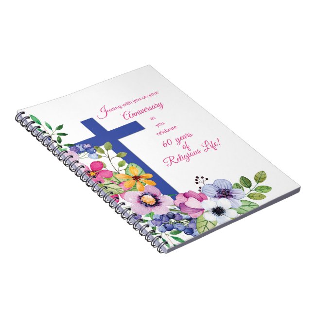 60th Anniversary, Nun, Religious Life Cross Spiral Notebook (Right Side)