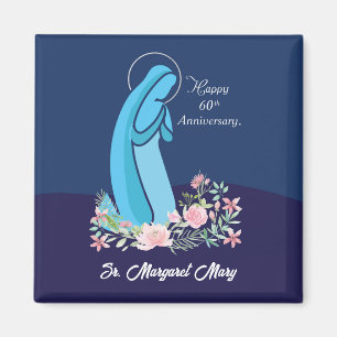 60th Anniversary of Religious Life Nun Pink Flower Magnet