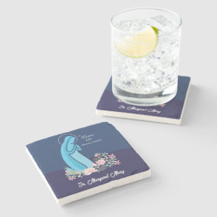 60th Anniversary of Religious Life Nun Pink Flower Stone Coaster