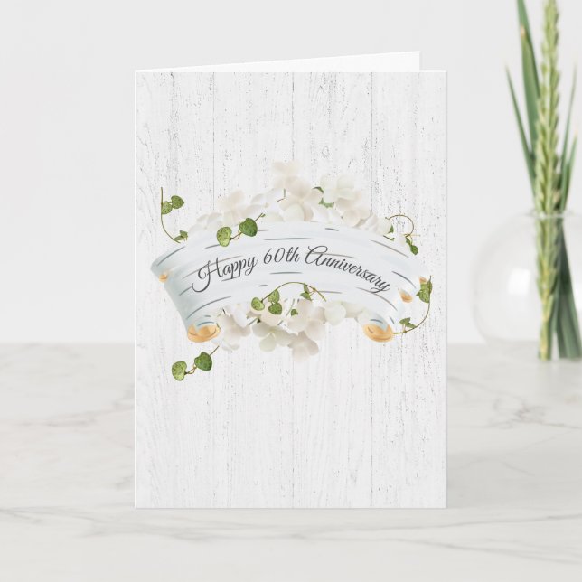 60th Anniversary On Birch Scroll With Ivy Card (Front)