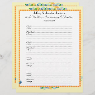 60th Anniversary Party Guest Book Sign-In Page
