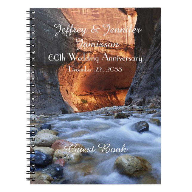 60th Anniversary Party Guest Book, Zion Narrows Spiral Notebook (Front)