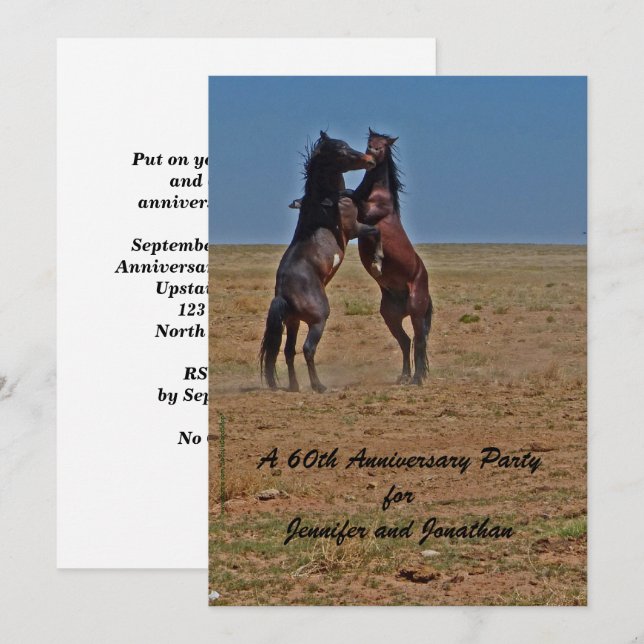 60th Anniversary Party Invitation Dancing Horses (Front/Back)