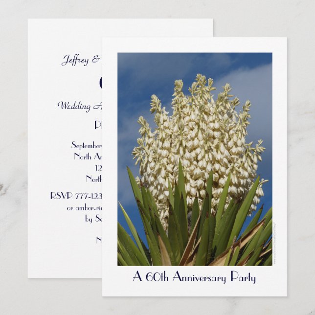 60th Anniversary Party Invitation Flowering Yucca (Front/Back)
