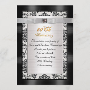 60th Anniversary party invitation formal damask