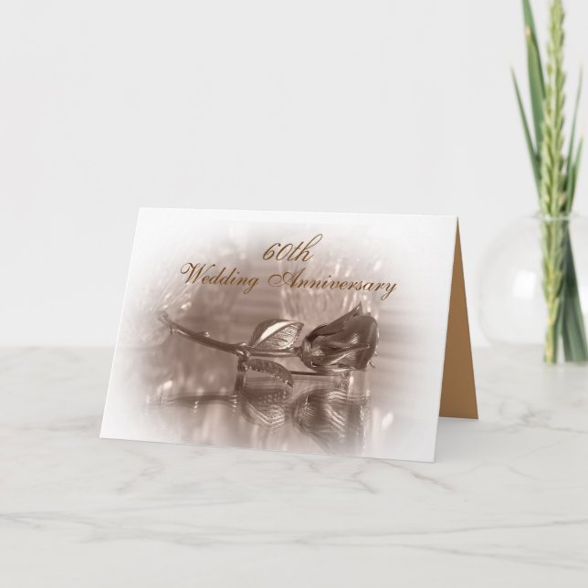 60th anniversary party invitation gold rose (Front)