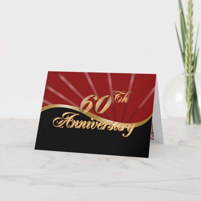 60th anniversary party invitation red black card (Front)
