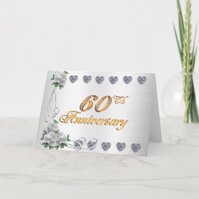 60th anniversary party invitation  white satin (Front)