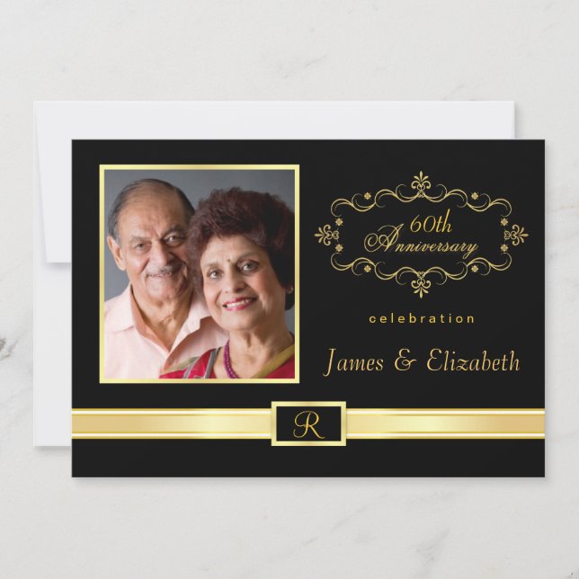 60th Anniversary Party Invitations - with Photo (Front)