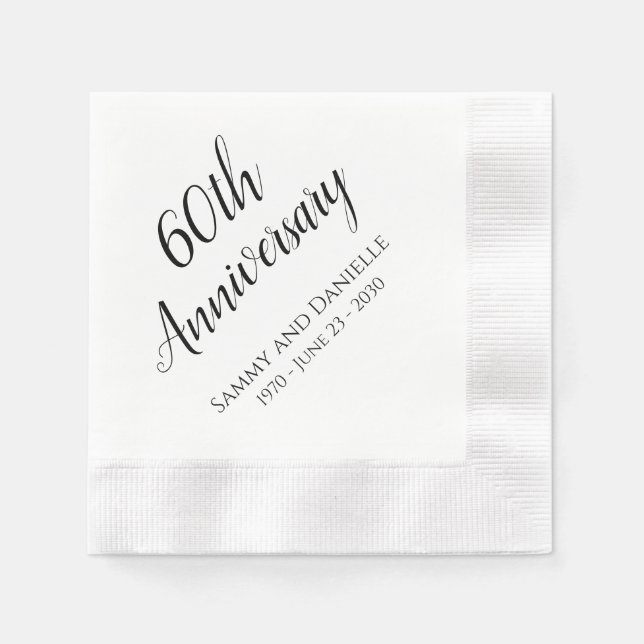 60th Anniversary Party Personalised Paper Napkins (Front)