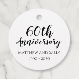 60th Anniversary Party Round Favour Tags
