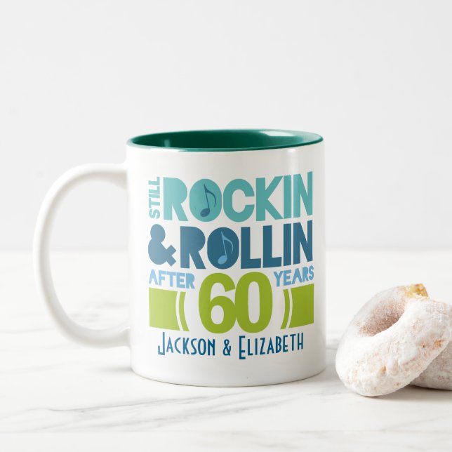 60th Anniversary Personalised Mug Gift (With Donut)