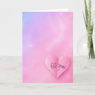 60th Anniversary Pink Folded Heart Card