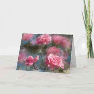 60th Anniversary Pink Roses Art Greeting Card