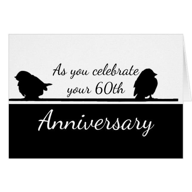 60th Anniversary Romantic Cute Birds Couple (Front Horizontal)