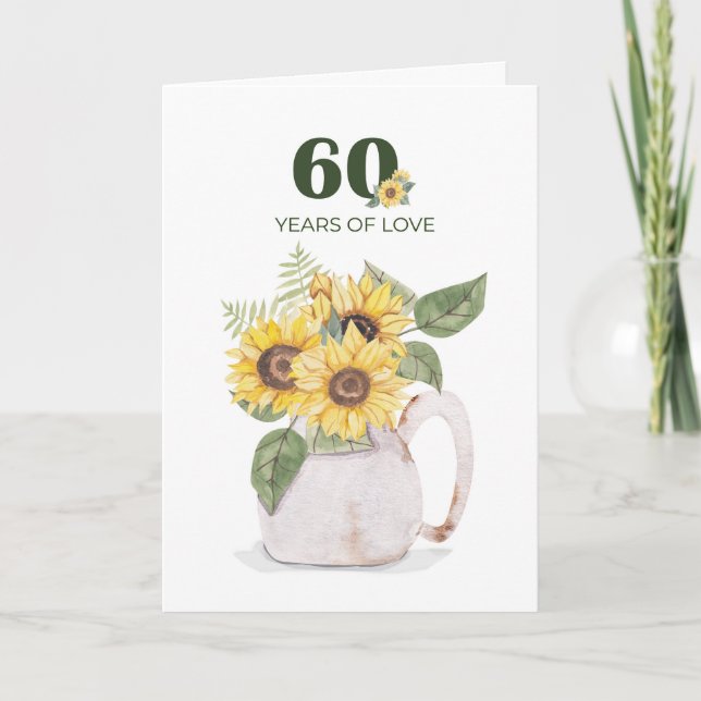 60th Anniversary Sunflowers Years Love Card (Front)