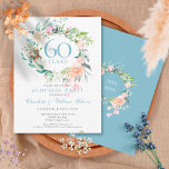 60th Anniversary Surprise Party Roses Garland Postcard<br><div class="desc">Featuring a delicate watercolour floral garland,  this chic botanical surprise party 60th wedding anniversary invitation can be personalised with your special diamond anniversary information. The reverse features a matching floral garland framing the anniversary dates in elegant white text on a diamond blue background. Designed by Thisisnotme©</div>