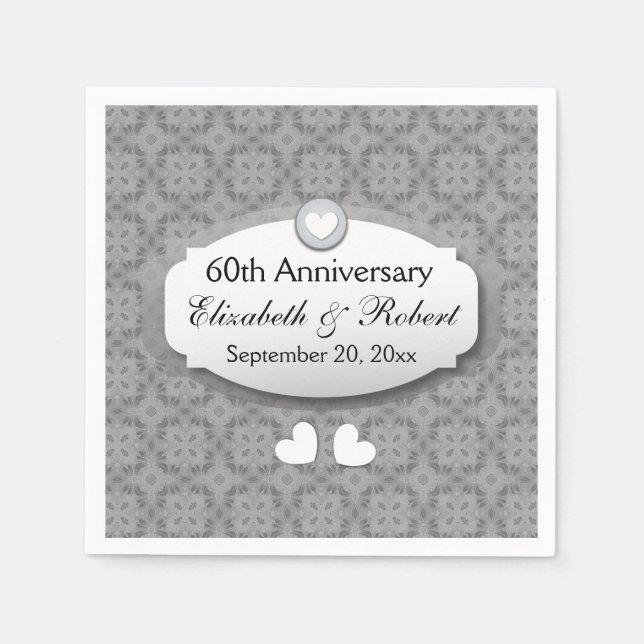 60th Anniversary Wedding Anniversary Diamond A10 Napkin (Front)