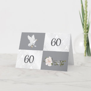 60th Anniversary With Dove and Rings Card