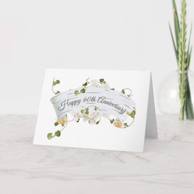 60th Anniversary with Ivy on Birch Scroll Card (Front)