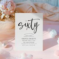 60th B&W Birthday Party Modern Script Typography