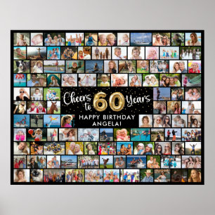 60th Birthday 108 Photos Black Gold Cheers To Year Poster