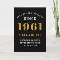 60th Birthday 1961 Black Gold Lady's Personalised