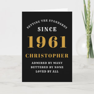 60th Birthday 1961 Black Gold Men's Personalised Card
