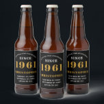 60th Birthday 1961 Black Gold Retro Personalised Beer Bottle Label<br><div class="desc">A personalised classic label design for that birthday celebration for a special person born in 1961 and turning 60. Add the name to this vintage retro style black, white and gold design for a custom 60th birthday gift. Easily edit the name and year with the template provided. A wonderful custom...</div>