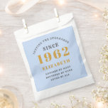 60th Birthday 1962 Elegant Gold Blue Grey Favour Bags<br><div class="desc">A wonderful birthday gold design on favour bag for that special celebration. Easily customise the text using the template provided. Part of the setting standards range of birthday supplies.</div>