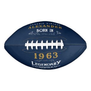 60th Birthday 1963 Add Name Legend Blue Gold Football