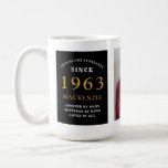 60th Birthday 1963 Black Gold Add Name Photo Large Coffee Mug<br><div class="desc">A huge black and gold photo mug for those special people. Easily customise the text and photo using the template provided. Part of the setting standards range.</div>
