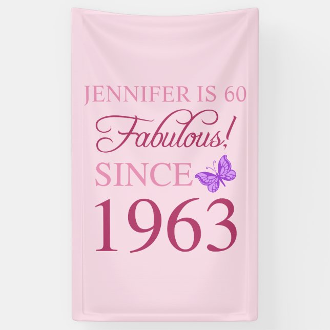 60th Birthday 1963 For Women Banner (Vertical)