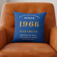60th Birthday 1966 Add Name Blue Gold Personalized