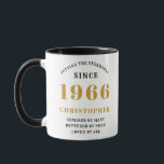60th Birthday 1966 Black Gold Men's Personalised Mug<br><div class="desc">60th birthday men's mug with black and gold for those born in 1966. Easily customise all the text on this Birthday mug using the template provided. Part of the "Setting Standards" range of birthday ideas.</div>