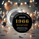 60th Birthday 1966 Elegant Chic Black Gold 6 Cm Round Badge<br><div class="desc">A wonderful birthday gold design on button for that special celebration. Easily customize the text using the template provided. Part of the setting standards range of birthday supplies.</div>