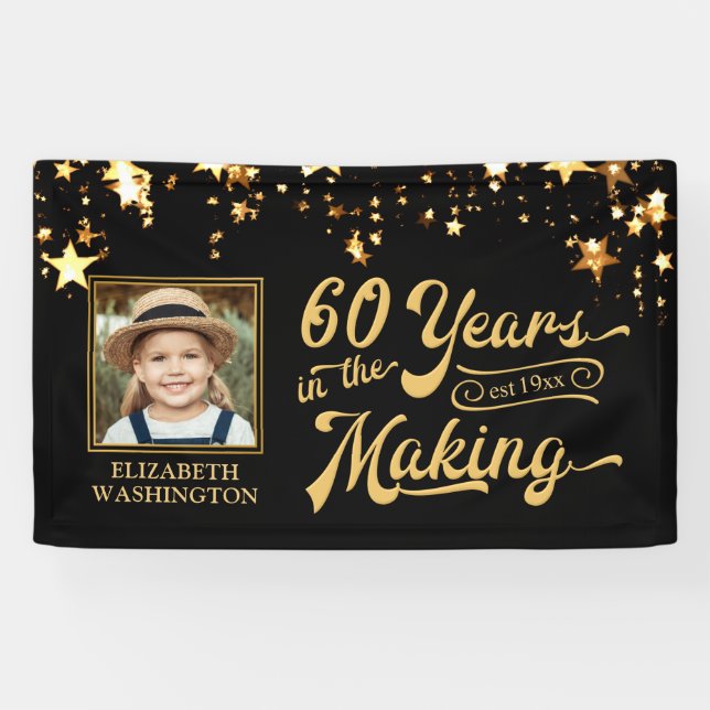 60th Birthday 60 YEARS IN THE MAKING Gold Stars Banner (Horizontal)