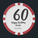 60th birthday add name date year black template go poker chips<br><div class="desc">editable design</div>