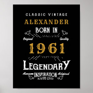 60th Birthday Add Your Name Born 1961 Legendary Poster