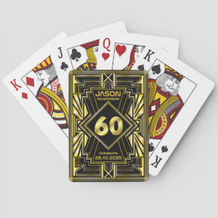 60th Birthday Art Deco Gold Black Great Gatsby Playing Cards