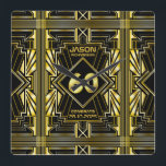 60th Birthday Art Deco Gold Black Great Gatsby Square Wall Clock<br><div class="desc">Celebrate your milestone birthday in style with this unique Art Deco-style,  Great Gatsby-inspired design featuring geometric shapes in bright gold over black background. An elegant,  classy,  gender neutral look perfect for commemorating that special birthday with the jazz-infused taste of the Roaring Twenties.</div>