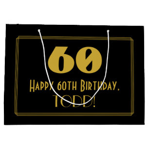 60th Birthday — Art Deco Inspired Look "60" & Na Large Gift Bag