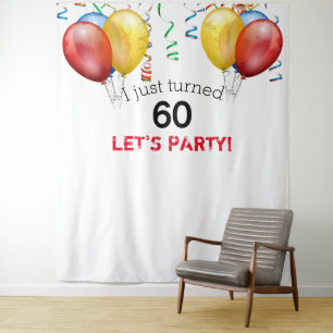 60th Birthday Backdrop, Photo Booth Tapestry