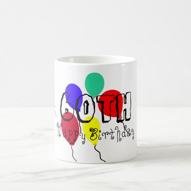 60th Birthday Balloons Milestone Any AGE Coffee Mug (Center)
