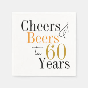 60th Birthday Beers and Cheers Minimal Party Napkin
