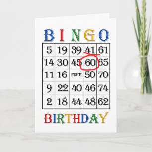 60th Birthday Bingo card